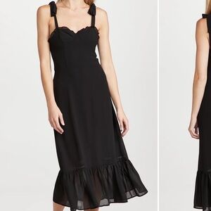 o.p.t. // Toile de Jouy Ruffle Hem Elegant Black Dress